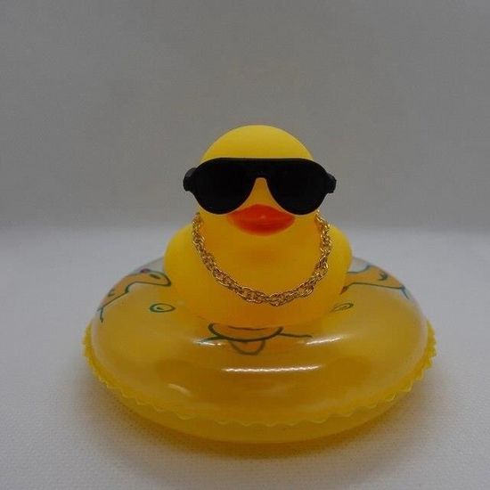 Canard En Caoutchouc Pour Voiture – Ornement Tableau De Bord Mignon, Avec Lunettes, Collier Et Chapeau