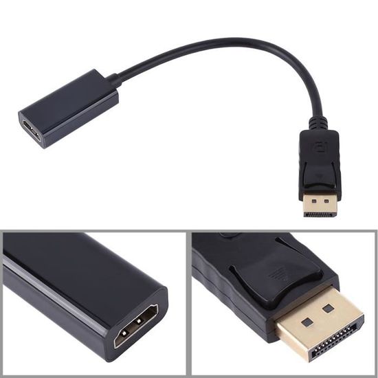 Adaptateur DisplayPort Vers HDMI 1080P 60Hz 25cm - Convertisseur Unidirectionnel DP Mâle à HDMI Femelle