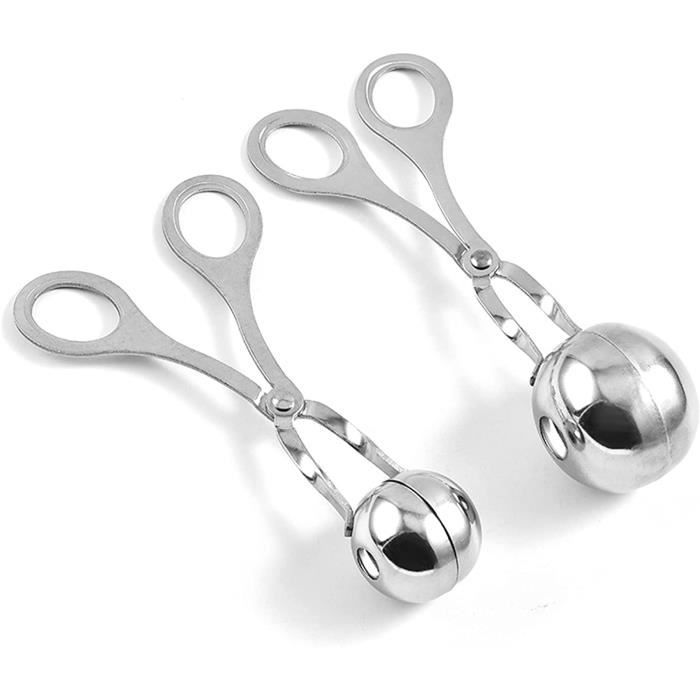 2 Pinces à Boulettes Viande Acier Inoxydable - Cuisine Pratique Pour Boules Viande, Glace, Pâte
