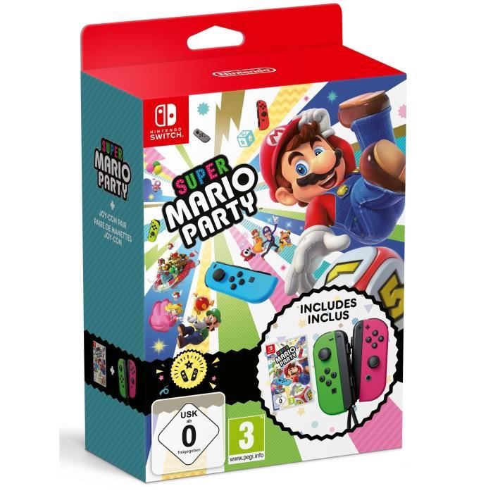 Super Mario Party Jeu Switch + 1 paire de Joy Con néon et Néon