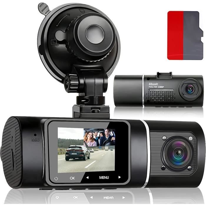 Caméra de Voiture Abask J05 Dash Cam 1080P Avant et Arriere 310 ° Écran 1.5''HD Vision Ultra Infrarouge Avec Carte 32Go