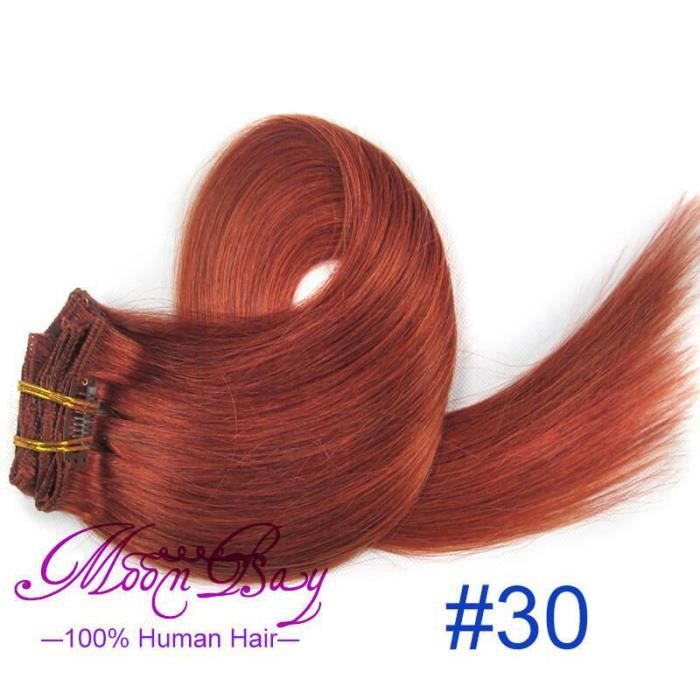 KIT EXTENSION CHEVEUX A CLIPS REMY HAIR 100% NATURELS (Roux 30# 60CM)