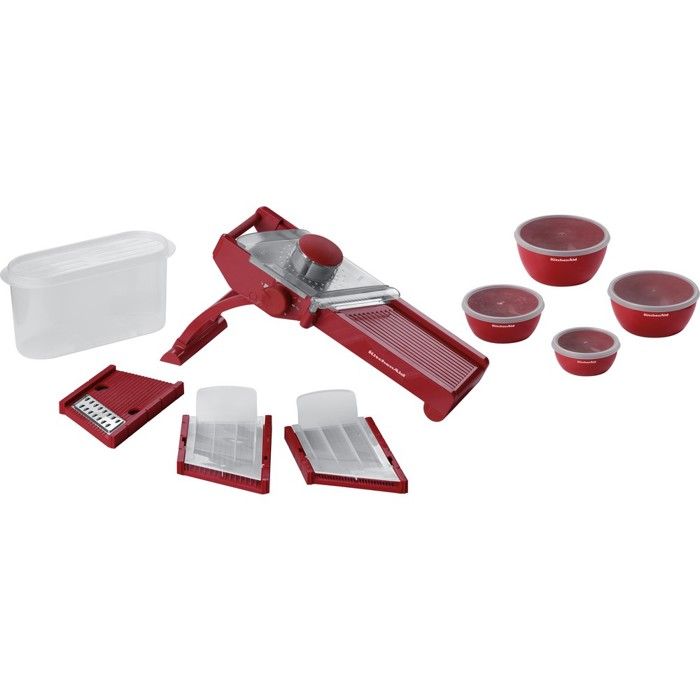 KITCHENAID KG310ER - Mandoline avec bols - Métal coulé - Lames en Julienne - Rouge empire