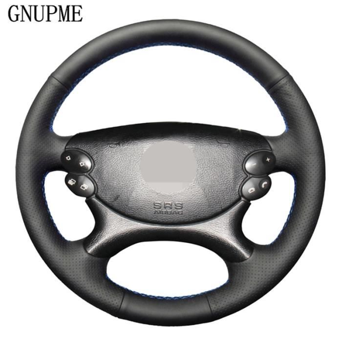 Housse de volant de voiture en cuir véritable, noir, pour Mercedes Benz classe E W211 E230 E350 E280 c Black Thread