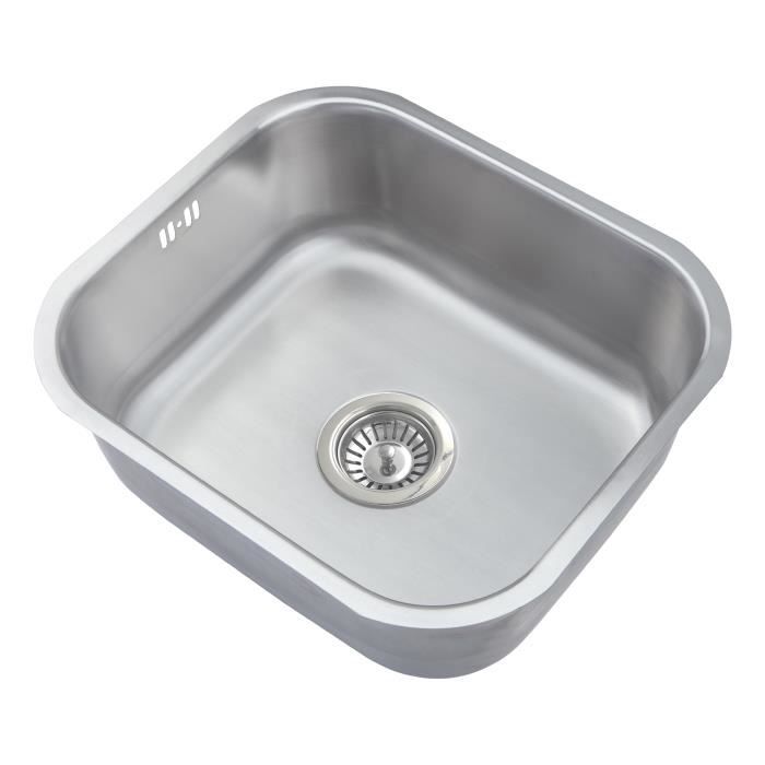 Evier inox sous plan - 1 bac en acier brossé (A15 bs)