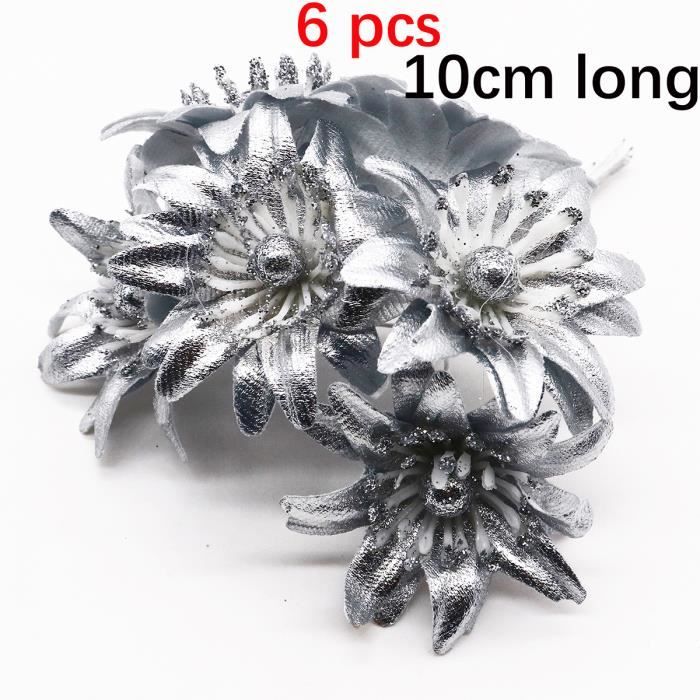 Lot de 6-10-12-20-24-200 pièces argent mixte fleurs hybrides, Perles en matrice de cerises, décoration de couronne - 17