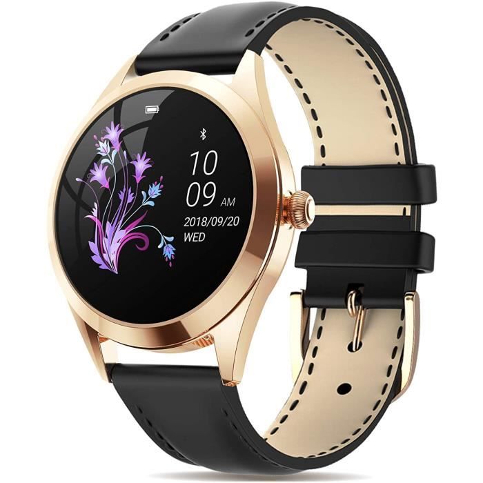 Montre Connectée Femmes, Etanche IP68, Podomètre, Fréquence Cardiaque, Suivi d'activité, Smartwatch Sport avec Bluetooth,