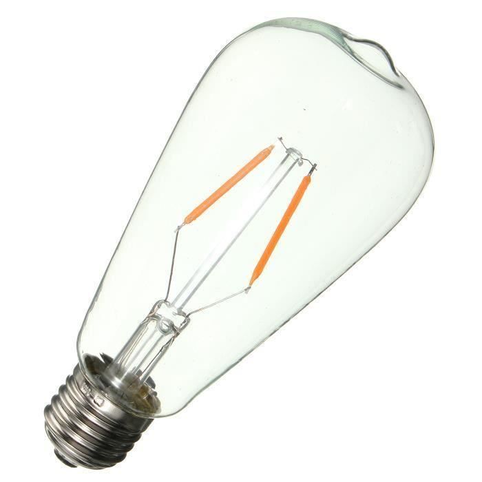 U E27 ST64 2W Vintage edison ampoule LED COB économiser l'énergie filament lampe 220V Rouge L10797