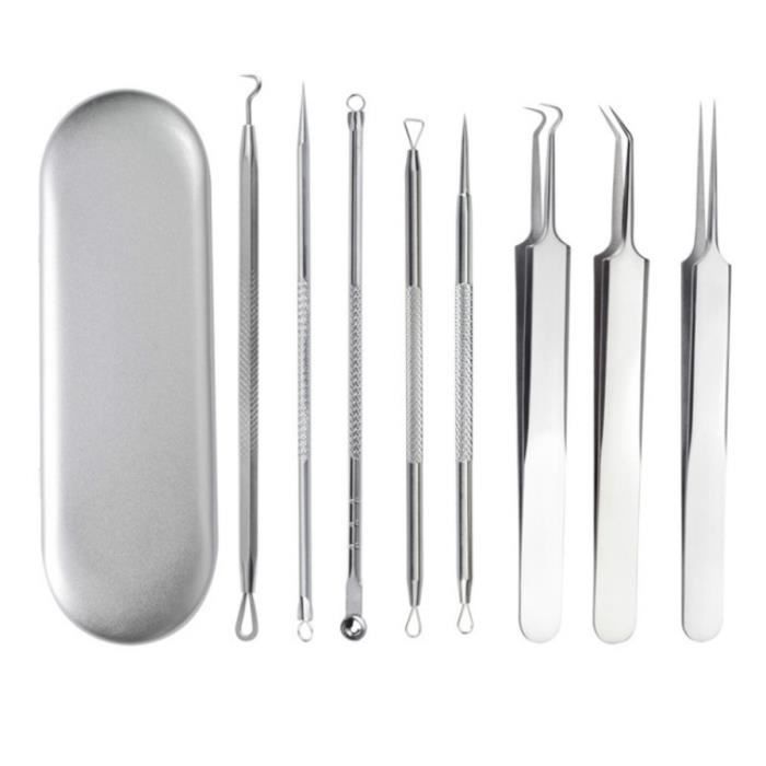 Outil Professionnel Extracteur À Épiler Acné Et Point Noirs, Tire Comedon Point, Outils De Beauté - 8 Pcs/Set