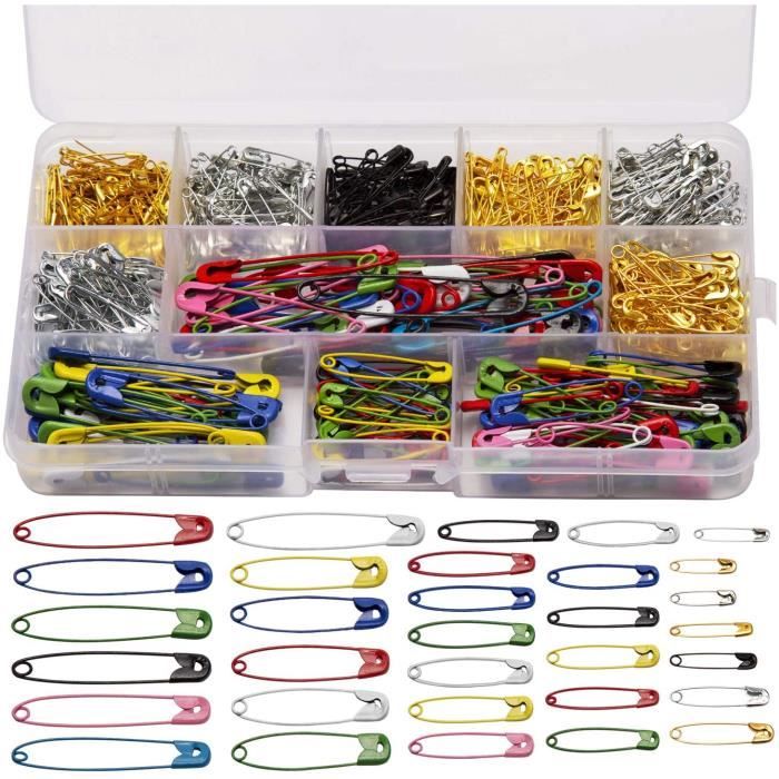 500 Pièces Épingles à Nourrice/Épingles Ampoules/Épingles Gourde Grande et Petite,19mm 22mm 28mm 32mm 36mm 45mm 50mm pour Couture Ma