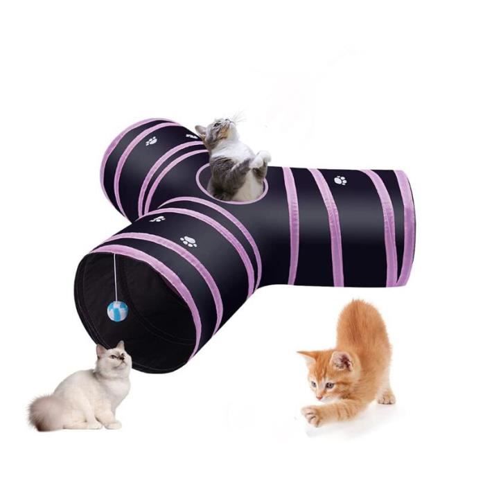 Tunnel Chats, Tunnel Lapins à 3 Voies, Tunnel Pliable pour Animaux de Compagnie, Grand Diamètre de 30 cm,pour Intérieur ou Extérieur