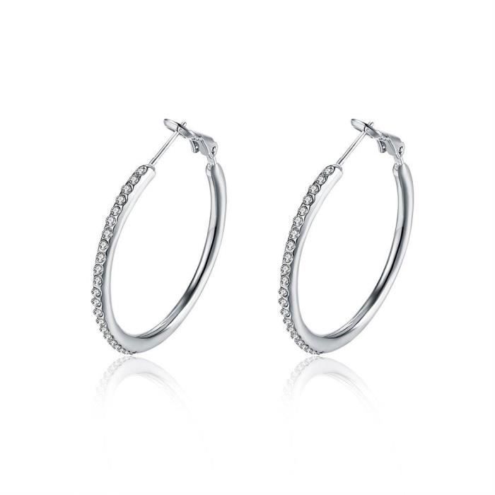 Fajewellery Boucles d oreilles créoles Swarovski Elements Cristal Grande Boucles d'oreilles pour Femme Taille 3.5cm