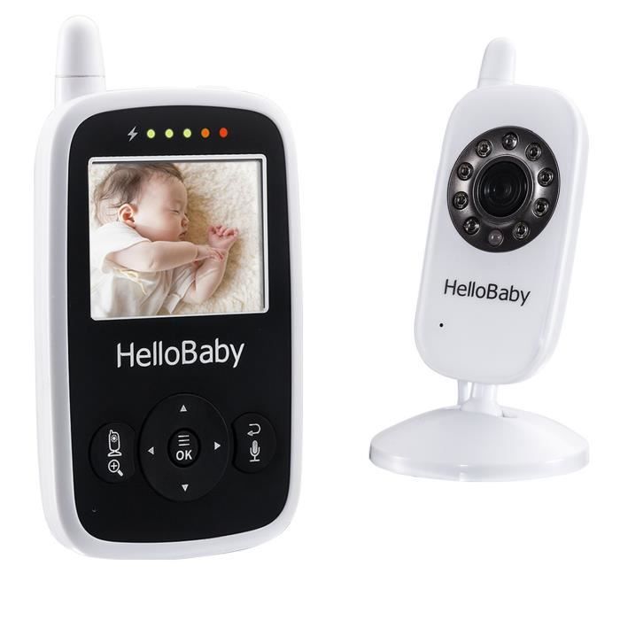 HelloBaby HB24 Moniteur Vidéo Sans fil Avec Appareil Photo Numérique, Surveillance de la Température de Vision Nocturne et Systèm