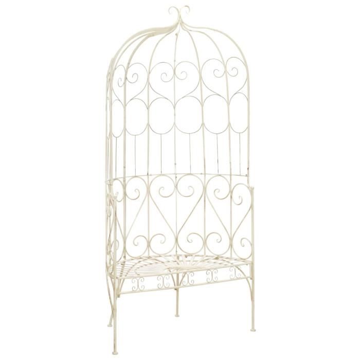 GES Banc de jardin 95 cm Fer Blanc antique