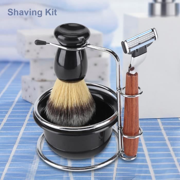 Kit de 4 pièces Rasoir Manuel Traditionnel de barbier ensemble pour Homme Professionnel Rasoir à main Coupe Chou Rasage HB050 -LAI