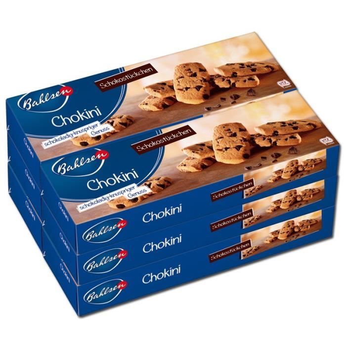 Bahlsen Chokini, biscuits, pépites de chocolat, 6 paquets de 125 gr