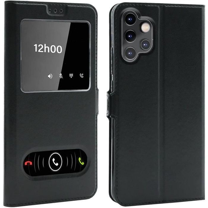 Coque pour Samsung Galaxy A13 4G (6,6 Pouces), Double Fenêtre - Noir