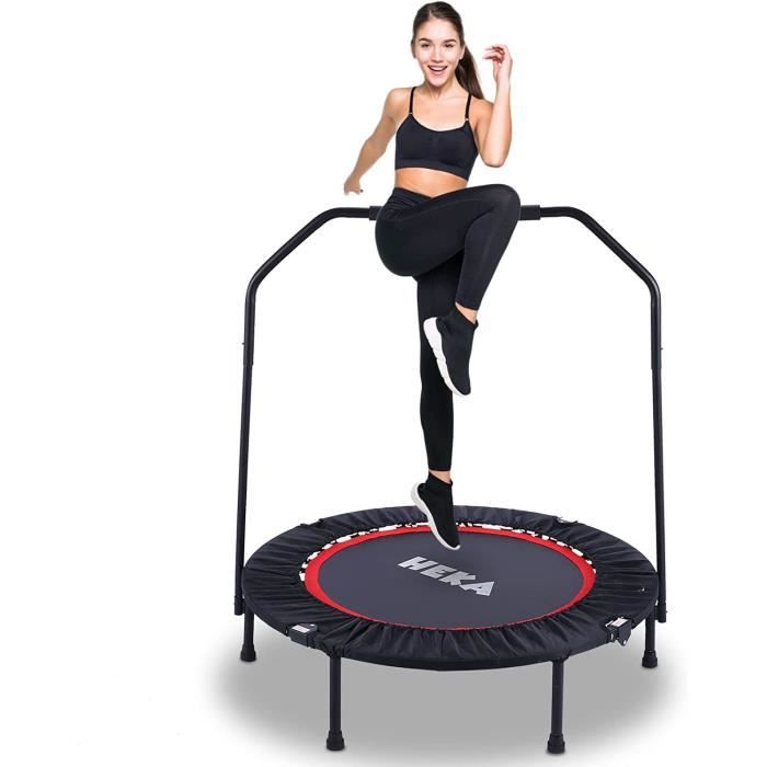 Trampolines de Fitness Pliable Ø 40 Pouces, Trampoline d'exercice Exterieur/Interieur pour Adulte et Enfant, Maximale 150kg, Rouge
