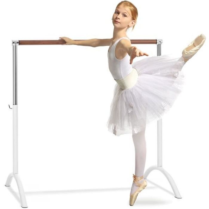 Klarfit Bar Lerina Barre de ballet autoportante Ø 38 mm - Hauteur réglable entre 70 et 113cm - Blanche