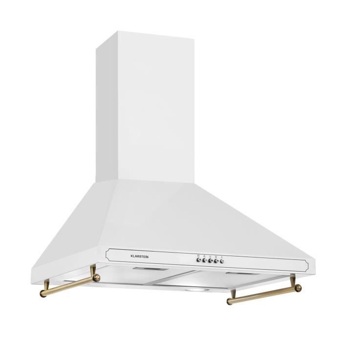 Hotte - Klarstein Victoria 60 cm - rétro design 644,5 m³-h 2 lampes LED - Blanc