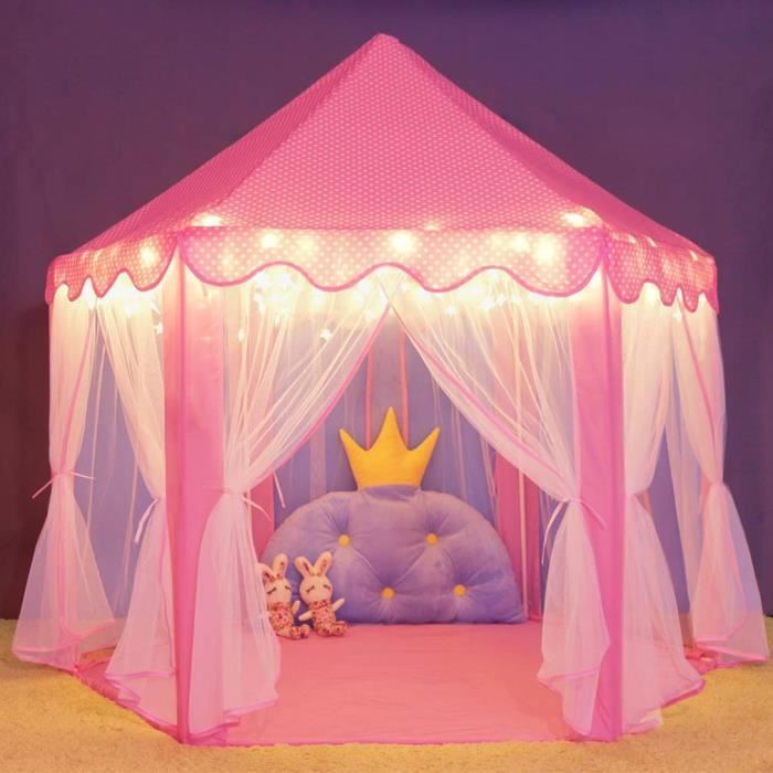 Enfant fille Château de Jeu, rose avec lampe de nuit En Plein Air Jouer Tente Ball Pit