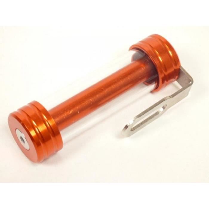 Support porte vignette cylindrique aluminium orange Mad pour moto scooter