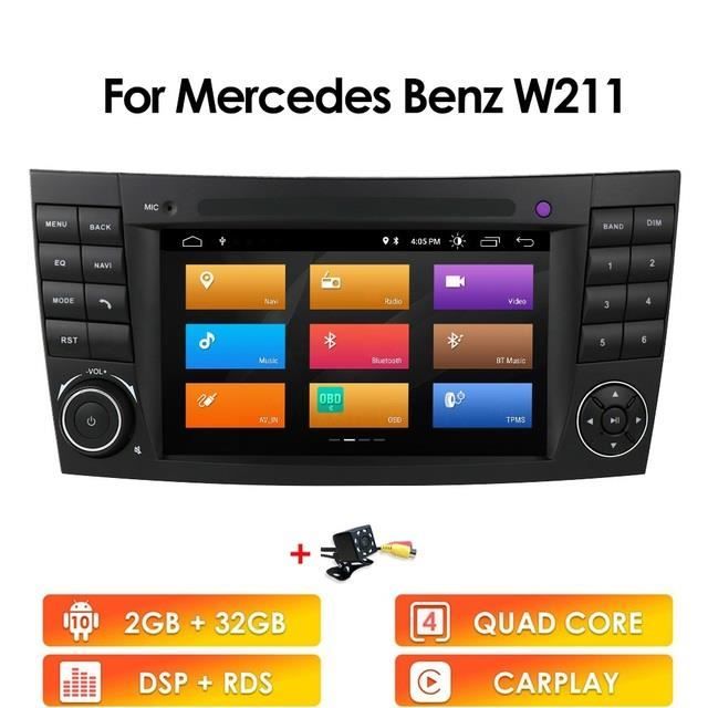 Autoradio 2 Din Android pour Benz W211 E W219 CLS W209 CLK W463 G 2002-2011 Carplay voiture Audio stéréo multimédia bluetooth RDS