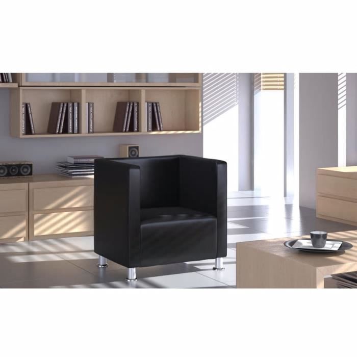 Fauteuil Design de cube Cuir synthétique Noir Fauteuil de bureau Fauteuil gamer Fauteuil Scandinave