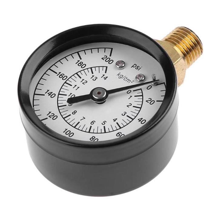 1 PC 0-200 PSI 0-14 kg / cm2 métal tout usage manomètre à vide à double échelle pour compresseur d'air à gaz eau huile MANOMETRE