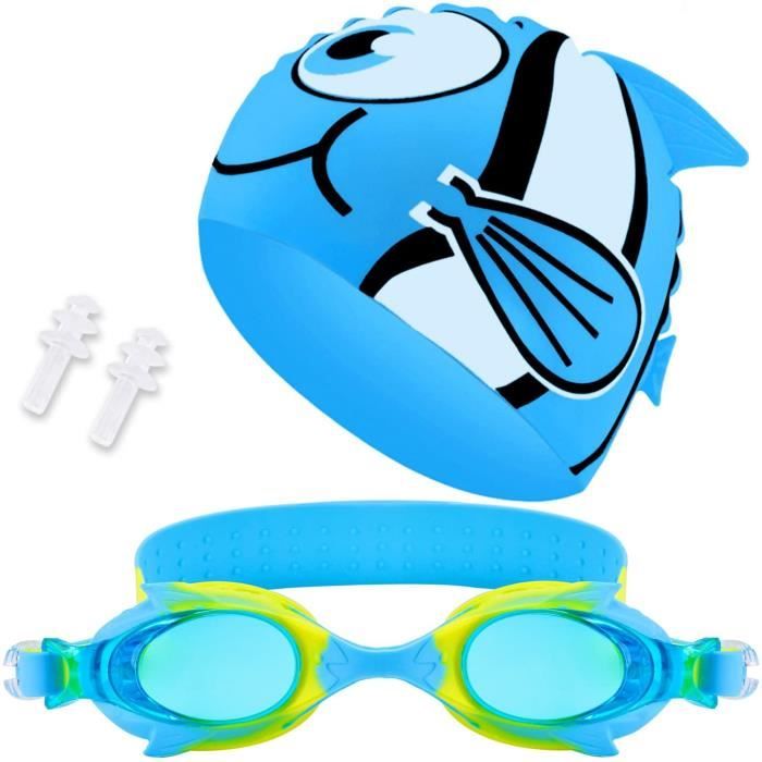Bonnet de Bain Enfant Bonnet de Bain et lunettes Enfant Lunettes de Natation étanche@Z17423