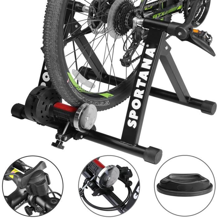 Home trainer vélo entraîneur de vélo max. 150kg noir pliable acier 26“ à 28- support 6 niveaux de résistance entraînement vélo frein
