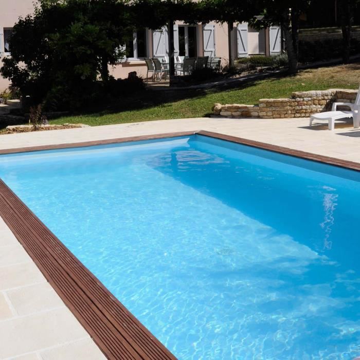 Piscine bois rectangulaire ANISE 9,18 m x 3,27 m x H. 1,46 m - Couleur liner - Bleu