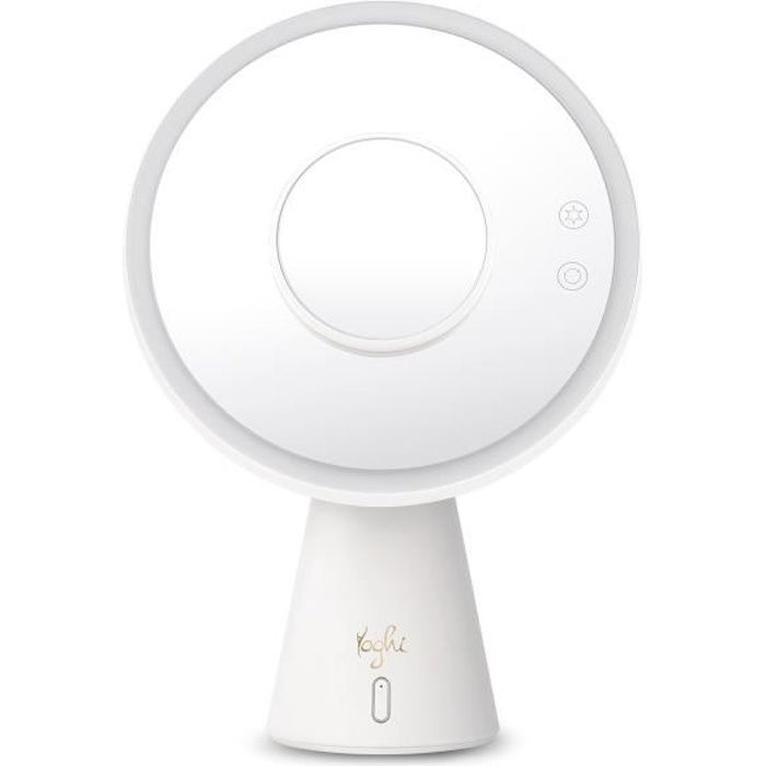 YOGHI Miroir Grossissant 3 en 1 - Lumière LED Enceinte Bluetooth - 6W - Blanc