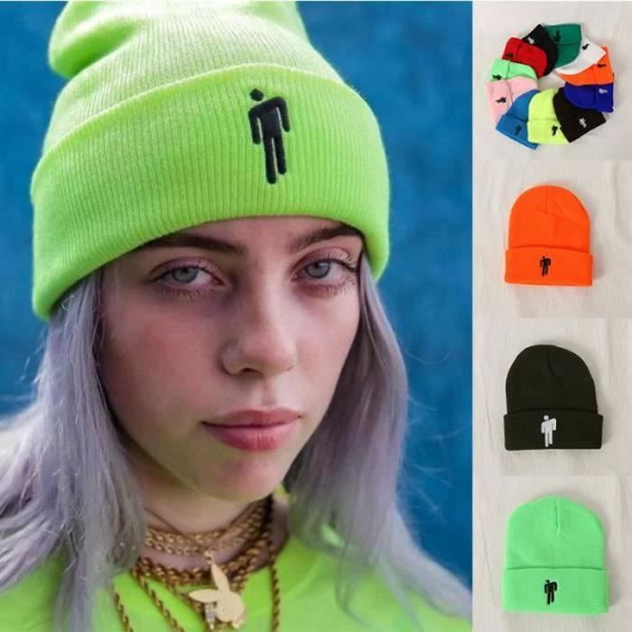 BTH08671-Billie Eilish Unisexe Hip-hop Bonnet Décontracté Broderie Bonnet Pour Hiver Durable Réutilisable