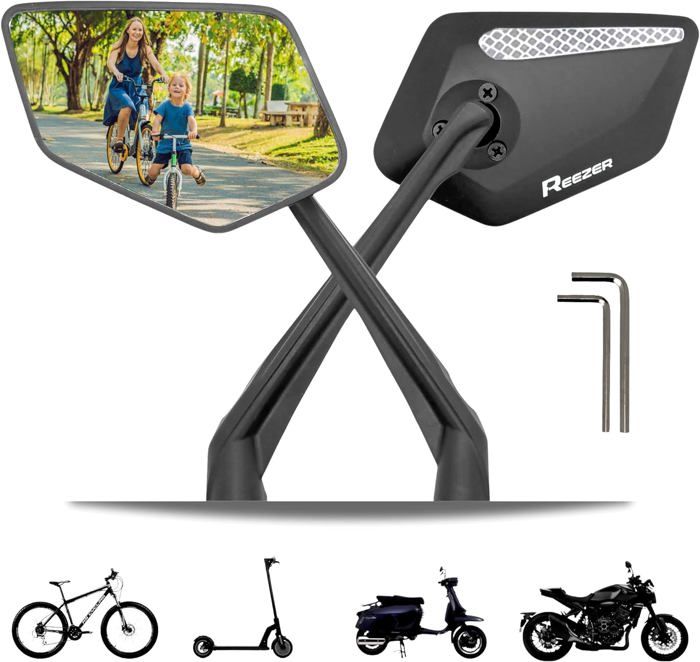 Rétroviseur Vélo Et Trottinette - Miroir Large 15,5cm - Réglable 360° - Guidon 22-25mm
