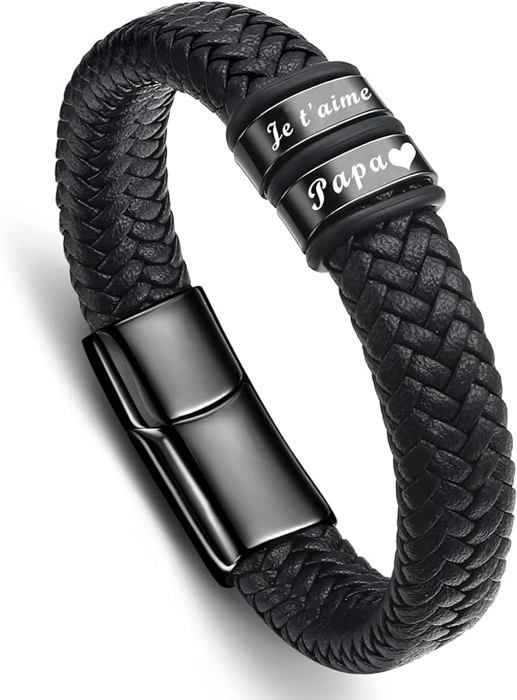 Lot De 4 Bracelets Tressés Noir Acier Inoxydable - Unisexe, Fermoir Magnétique, Neuf Avec étiquettes