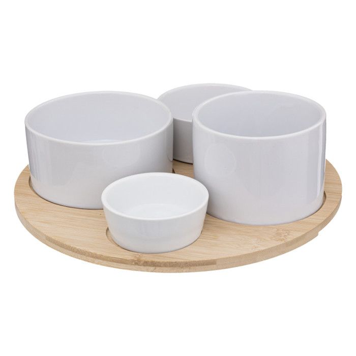 Service apéritif 5 pièces bambou Secret de Gourmet - Blanc