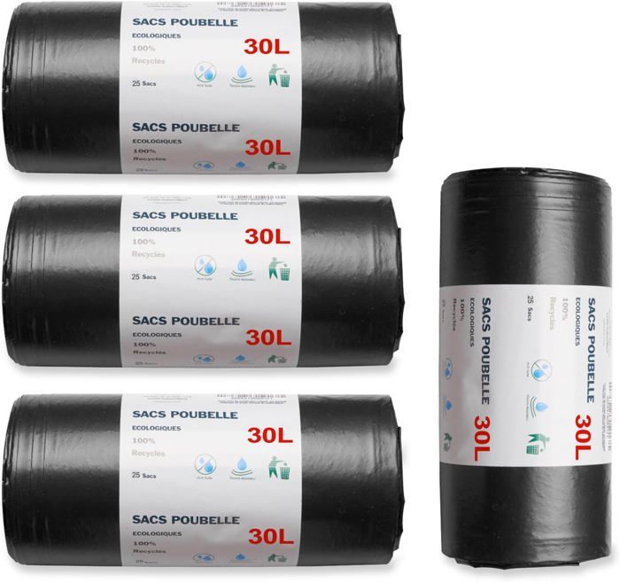100 Sacs Poubelle Grande Capacité 130L Ultra Résistants 65µ - Noir Opaque Anti-Fuites