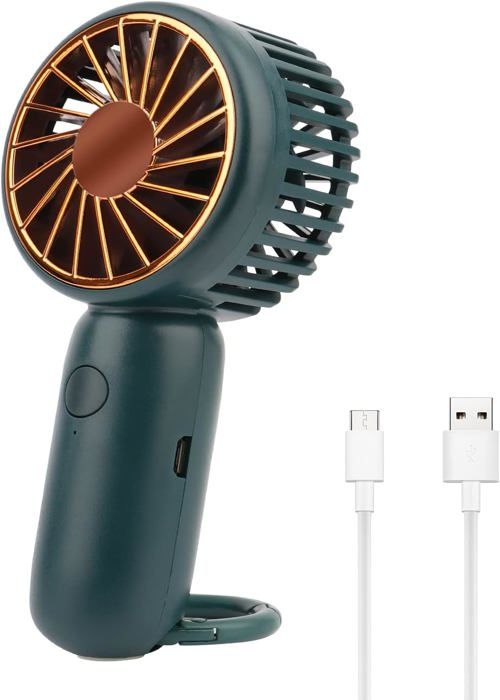 Mini Ventilateur avec Cochet USB Ventilateur de Poche Portable 3 Vitesse Réglable Mini Fan