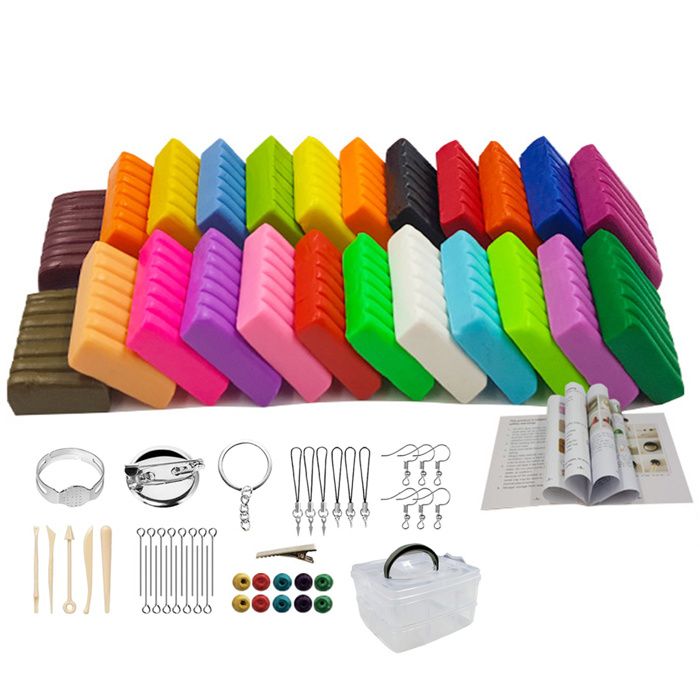 Kits dargile polymère pâte à modeler colorée à cuire au four pour enfants pâte à modeler non collante avec outils de sculpture