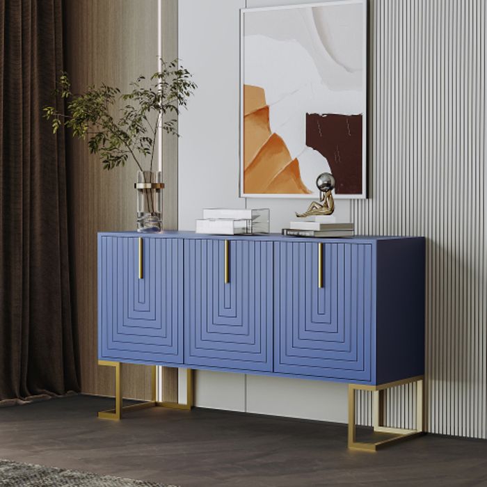 Buffet de salle à manger à trois portes avec étagères réglables - SWEIKO - Bleu Buffet de salle à manger à trois portes avec étagères réglables - SWEIKO - Bleu