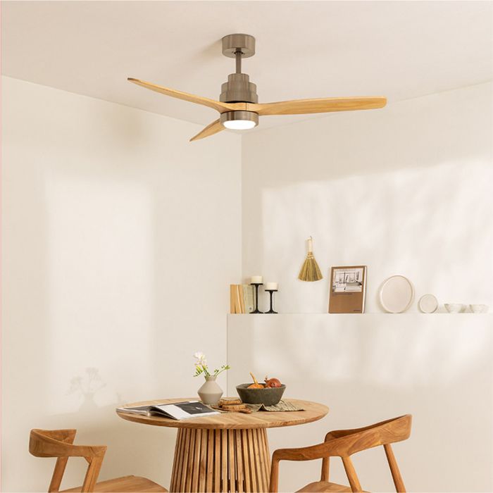 Ventilateur de plafond - Create - Avec lumière - Silencieux - 6 vitesses - Nickel / Bois clair - Create