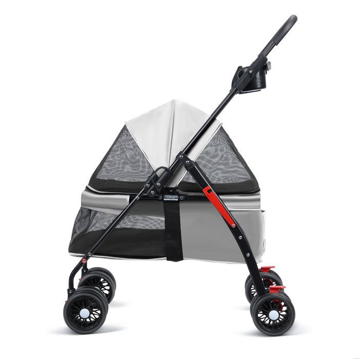 Meilleurs prix pour Poussette pour Animaux BIPLUT – Pliable – 360° Roues– Capote Réglable – Grande Capacité– Freins Arrière – Filet Visible – Grise