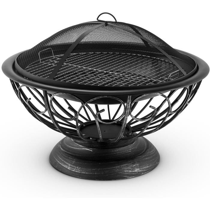 Grand brasero (Diamètre : 54 cm) - Portable - Rond - En acier - Noir