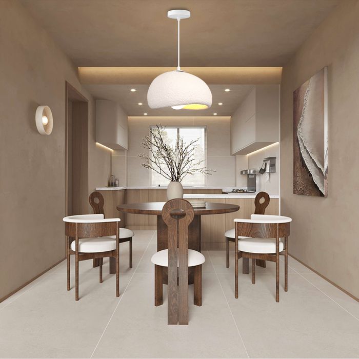 DLGLOLIN Suspension Vintage Lustre de Milieu du Siècle Abat-jour en Résine de Dôme Blanc Ø60cm E27 Luminaire de Couloir Salon