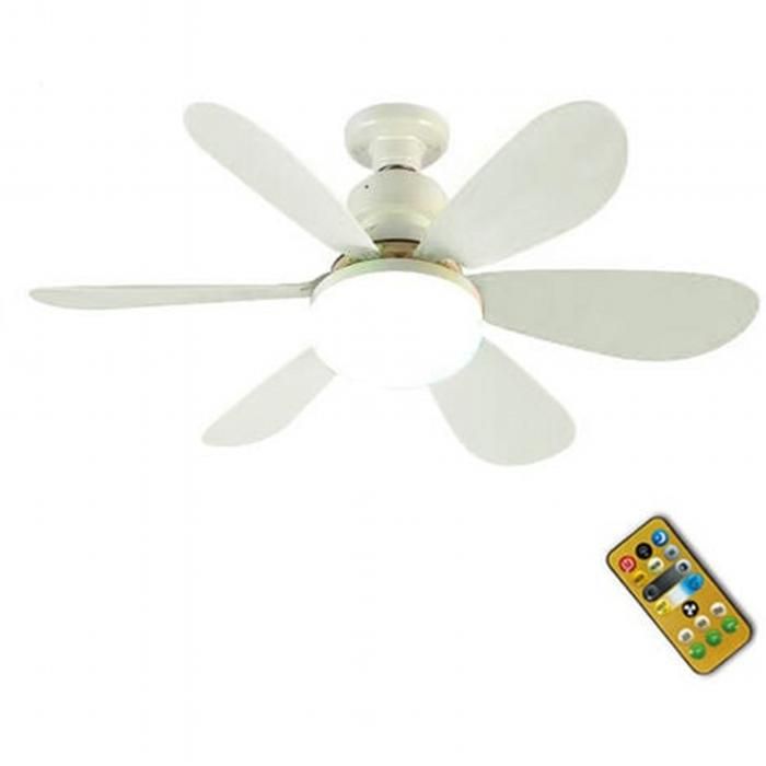 Ventilateur de plafond avec éclairage et télécommande 40 W culot E27 LED à intensité variable pour chambre à coucher