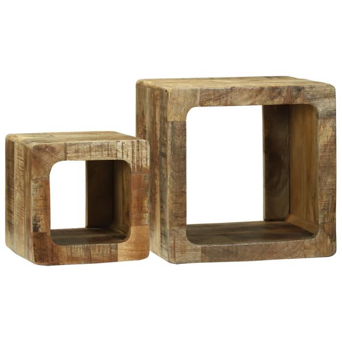 Table dappoint - Unité TV - Bois massif de manguier - 36x36x30 cm - Design rustique