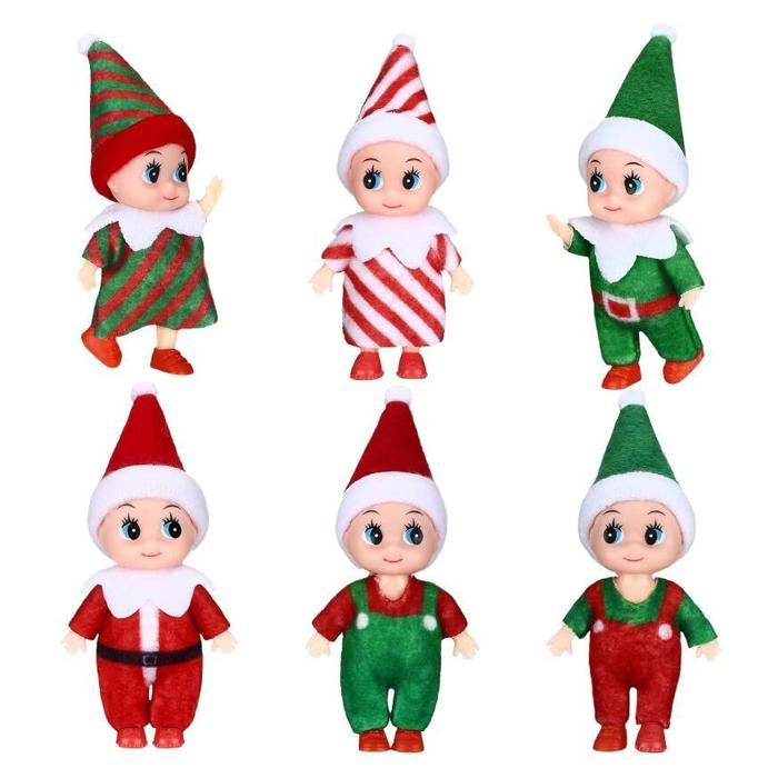 2Pcs Lutin De Noel Vert Avec Visage En Vinyle Brillant, Lutin