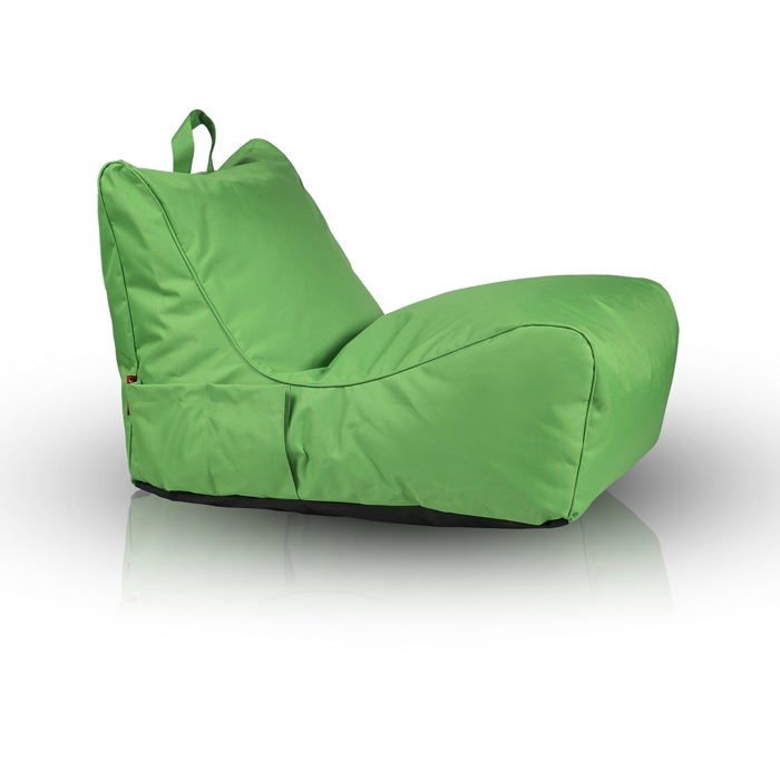 Pouf Fauteuil Chaise Longue Vert salon intérieur et extérieur tissu imperméable pochette et poignée Vert Nc2 Ecopuf