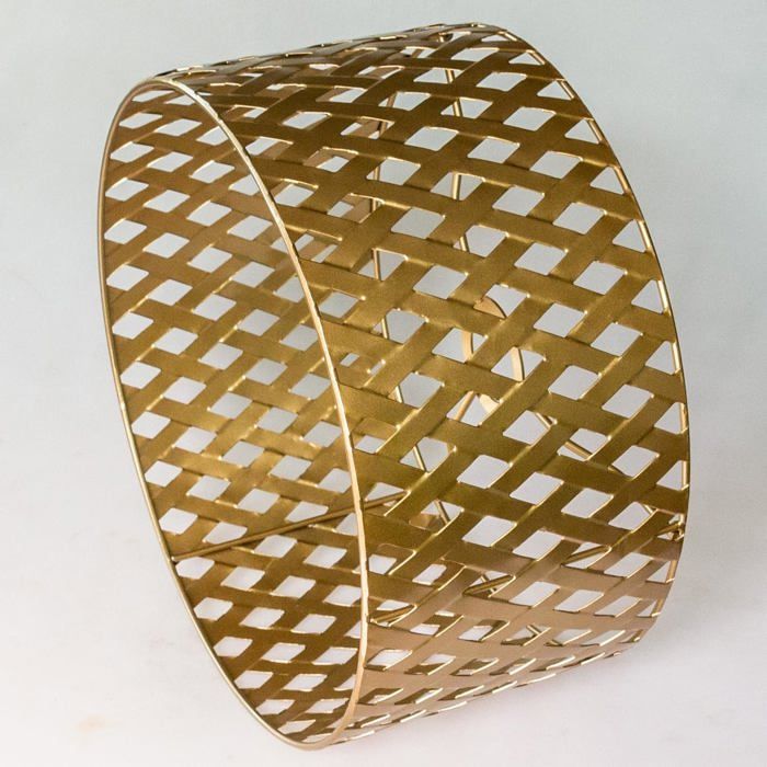 Abat-jour en Métal Doré Abat-jour Gold Motif Croisé Ajouré E27 E14